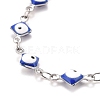 Enamel Rhombus with Evil Eye Link Chains Bracelet BJEW-P271-03P-03-2