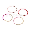 4Pcs 4 Style Heart & Word Kiss Plastic Beaded Stretch Bracelets Set BJEW-JB08699-1