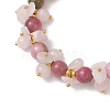 Brass & Natural Mixed Gemstone Chip & Round Beads Bracelets for Women BJEW-JB13151-01-3