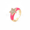 Brass Micro Pave Clear Cubic Zirconia Cuff Rings RJEW-S045-082-NR-4