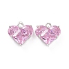 Brass Glass Heart Charms KK-E068-VC106-2