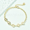 Brass Micro Pave Clear Cubic Zirconia Charm Bracelets for Women BJEW-C083-09G-2