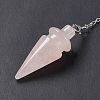 Natural Rose Quartz Pointed Dowsing Pendulums AJEW-B020-01P-08-4