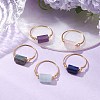 Column Natural Aquamarine & Rose Quartz & Lapis Lazuli & Labradorite & Amethyst Finger Rings RJEW-JR00817-2
