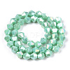 Opaque Solid Color Electroplate Glass Beads Strands EGLA-A039-P6mm-B20-3