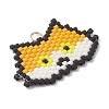 Handmade Glass Seed Beaded Cat Head Shape Pendants PALLOY-MZ00933-03-3