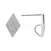 Rhodium Plated 925 Sterling Silver Stud Earring Findings STER-F048-31P-2