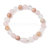 Natural Rose Quartz & Quartz Crystal & Sunstone Beads Stretch Bracelets for Women BJEW-TA00704-03-2