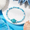 Dyed Synthetic Turquoise Beaded Stretch Bracelets for Kids BJEW-JB110102-01-2