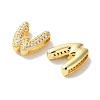 Rack Plating Brass Micro Pave Cubic Zirconia Slide Charms KK-C084-34G-W-2