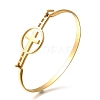201 Stainless Steel Flat Round Link Bangles for Women BJEW-R014-01G-03-4