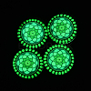 Dome/Half Round with Flower Pattern Luminous Flat Back Glass Cabochons for DIY Projects GGLA-L010-18mm-04C-1