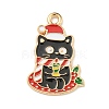 Christmas Kitten Alloy Enamel Pendants ENAM-I060-02D-1