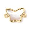 Brass Pave Natural White Shell Connector Charms KK-S522-03I-G-1