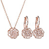Hollow Rose Metal Cubic Zirconia Pendants Necklaces and Earrings Sets for Women FS-WG5C958-01-2