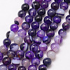 Natural Striped Agate/Banded Agate Bead Strands X-G-K166-13-6mm-04-1