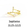 Twelve Constellation Brass Micro Pave Clear Cubic Zirconia Cuff Rings FS-WG8E359-04-1