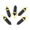 Natural Black Obsidian Bullet Double Terminated Pointed Pendants X-G-G902-B25-3