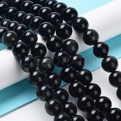 Natural Obsidian Beads Strands G-G099-10mm-24-1