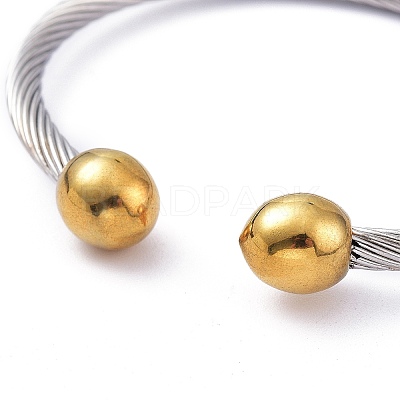 304 Stainless Steel Cuff Bangles BJEW-M284-12GP-1
