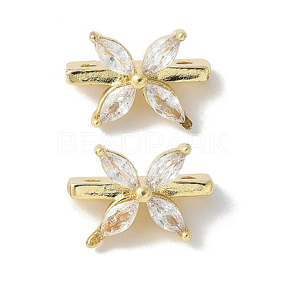 Brass Micro Pave Cubic Zirconia Multi-Strand Links KK-F893-08G-1