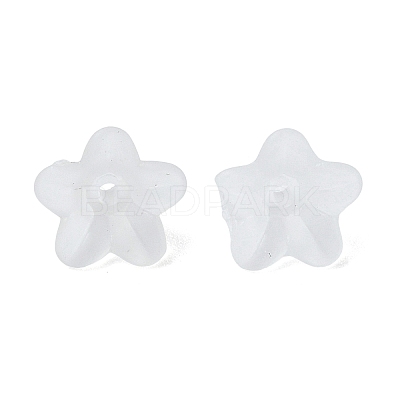 Transparent Frosted Acrylic Flower Beads X-PL554-1