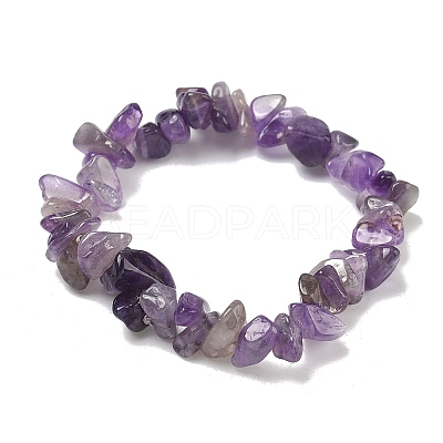 Natural Amethyst Chip Beads Stretch Bracelet for Women BJEW-AL00003-02-1