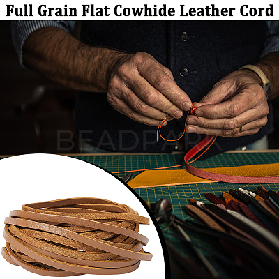Flat Cowhide Leather Jewelry Cord LC-GF0001-10B-02-1