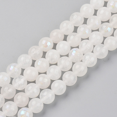 Electroplated Natural White Moonstone Beads Strands X-G-S369-012C-C-1