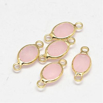 Oval Faceted Golden Brass Glass Links connectors GLAA-O014-25G-1