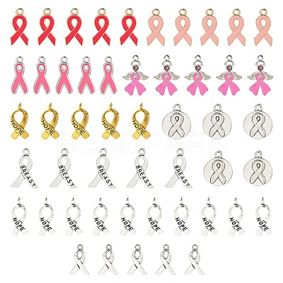 Awareness Ribbon Theme 50Pcs 9 Style Alloy Enamel Pendants & Awareness Ribbon Theme ENAM-YW0003-58-1