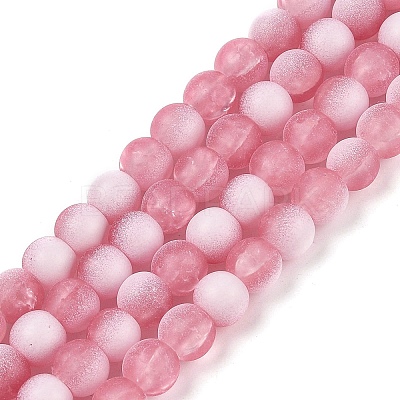 Frosted Crackle Glass Beads Strands GLAA-U001-6mm-M13-1