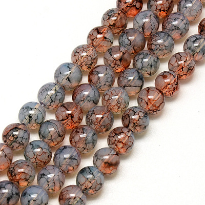 Baking Paint Glass Beads Strands DGLA-Q023-8mm-DB52-1