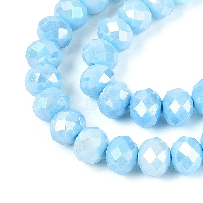 Anti-Tarnish Electroplate Rondelle Glass Beads Strands EGLA-T021-8mm-17-03-1