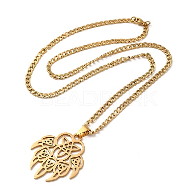 201 Stainless Steel Irish Knot Pendant Necklaces NJEW-D066-01G-1
