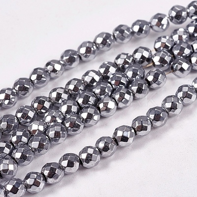 Electroplate Non-magnetic Synthetic Hematite Beads Strands G-J169B-4mm-02-1