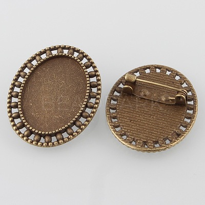Vintage Alloy Brooch Cabochon Bezel Settings X-PALLOY-O038-33AB-NF-1
