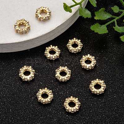 Brass Cubic Zirconia European Beads ZIRC-F001-101G-1