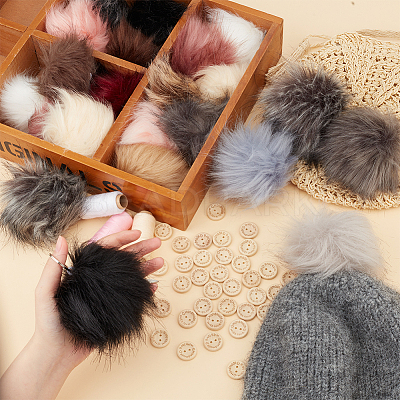36Pcs 18 Cplors Faux Fox Fur Soft Pompom Ball AJEW-OC0013-65-1