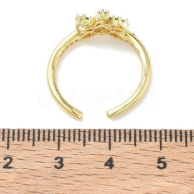 Brass Micro Pave Cubic Zirconia Cuff Open Rings RJEW-Z145-06G-1