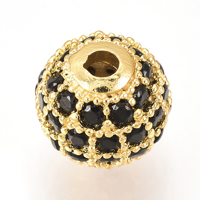 Brass Micro Pave Cubic Zirconia Beads ZIRC-Q013-10mm-143G-1