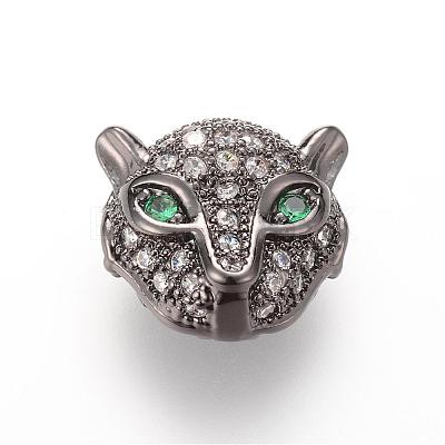 Brass Micro Pave Cubic Zirconia Beads ZIRC-S053-YS014G-3-1