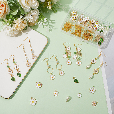 DIY Daisy Dangle Earrings Making Kits DIY-SC0003-32-1