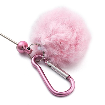 Aluminum Alloy Pom Pom Ball Beadable Keychain Bar HJEW-Q001-01A-1