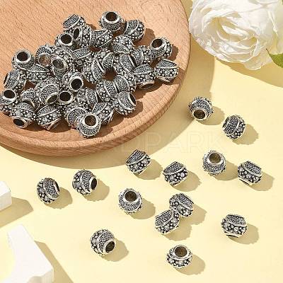 Barrel Antique Silver Plated Metal Alloy Rhinestone European Beads ALRI-Q228-02I-1