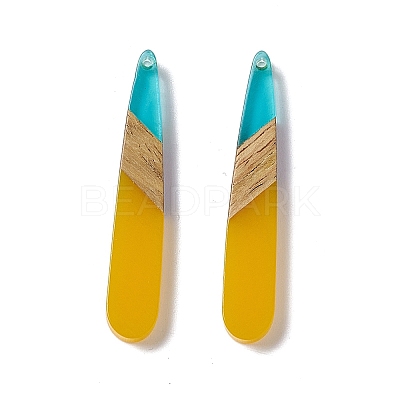 Transparent Resin & Walnut Wood Pendants RESI-M027-12A-1