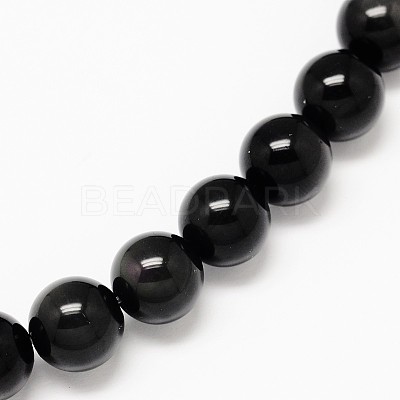 Grade AA Natural Obsidian Round Beads Strands X-G-L275-03-12mm-1