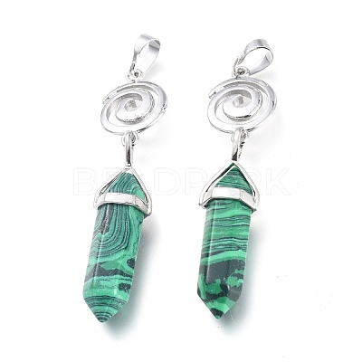 Synthetic Malachite Pointed Big Pendants G-D0021-01P-04-1