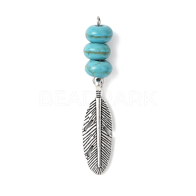 2Pcs 2 Colors Dyed Synthetic Turquoise Rondelle Beaded Pendants PALLOY-JF04682-1