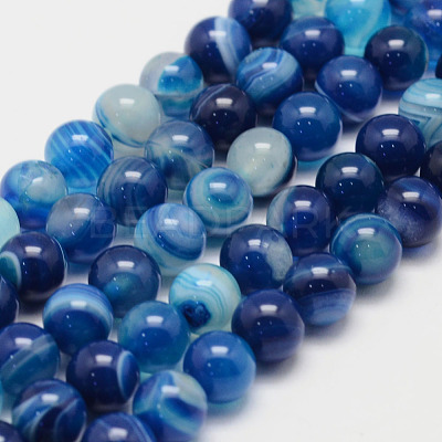 Natural Striped Agate/Banded Agate Bead Strands G-K155-B-8mm-02-1